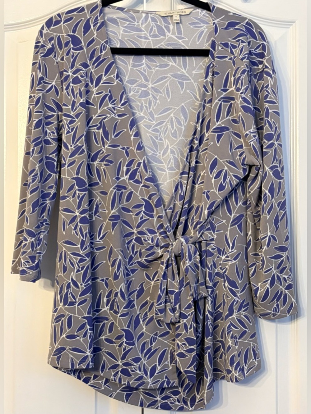41 Hawthorn Womens Blouse, Grey, lavender & white, xl